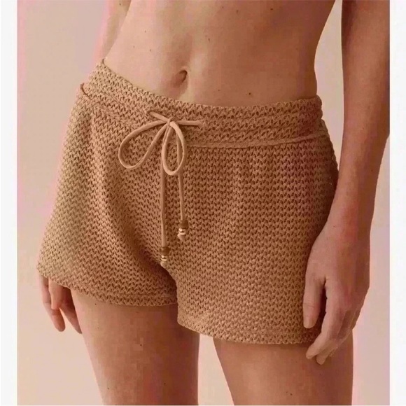 La Vie En Rose Crochet Swim Short, size XL, nude/beige, mid to high-rise. - Picture 5 of 12